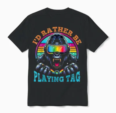 Bruh I'd Rather Be Playing Boys Adult Man Birthday Gorilla Unisex T-Shirt - Black
