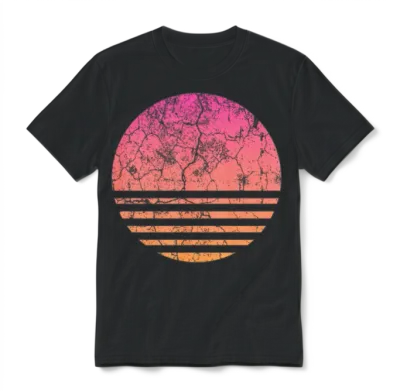 Retro Vintage Sunset Unisex T-Shirt - Black