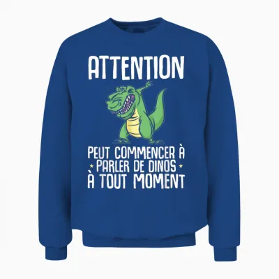 Dinosaur Attention Can Start Talking About Dinos T-Rex T-Shirt, Black, S Unisex Sweatshirt - Royal