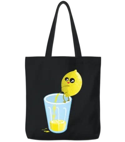 Lemon Lemonade Pee Tote Bags - Black