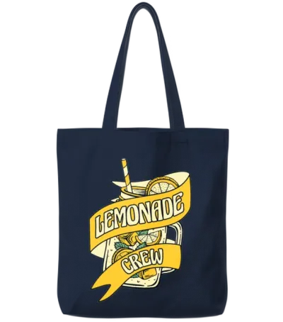 Lemonade Crew Cardboard Lemon Juice Business Tote Bags - Navy
