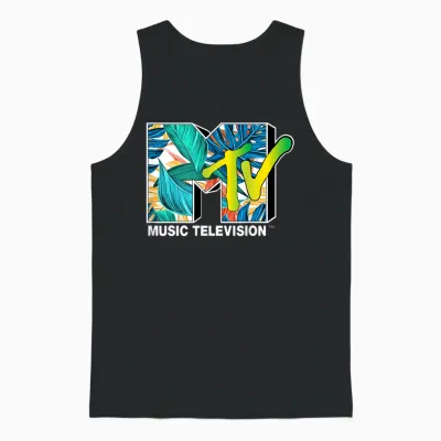 Mademark X Mtv - Mtv Cool Tropical Plants Unisex Tank Top - Black