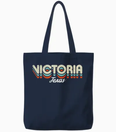 Retro Victoria Texas Tote Bags - Navy