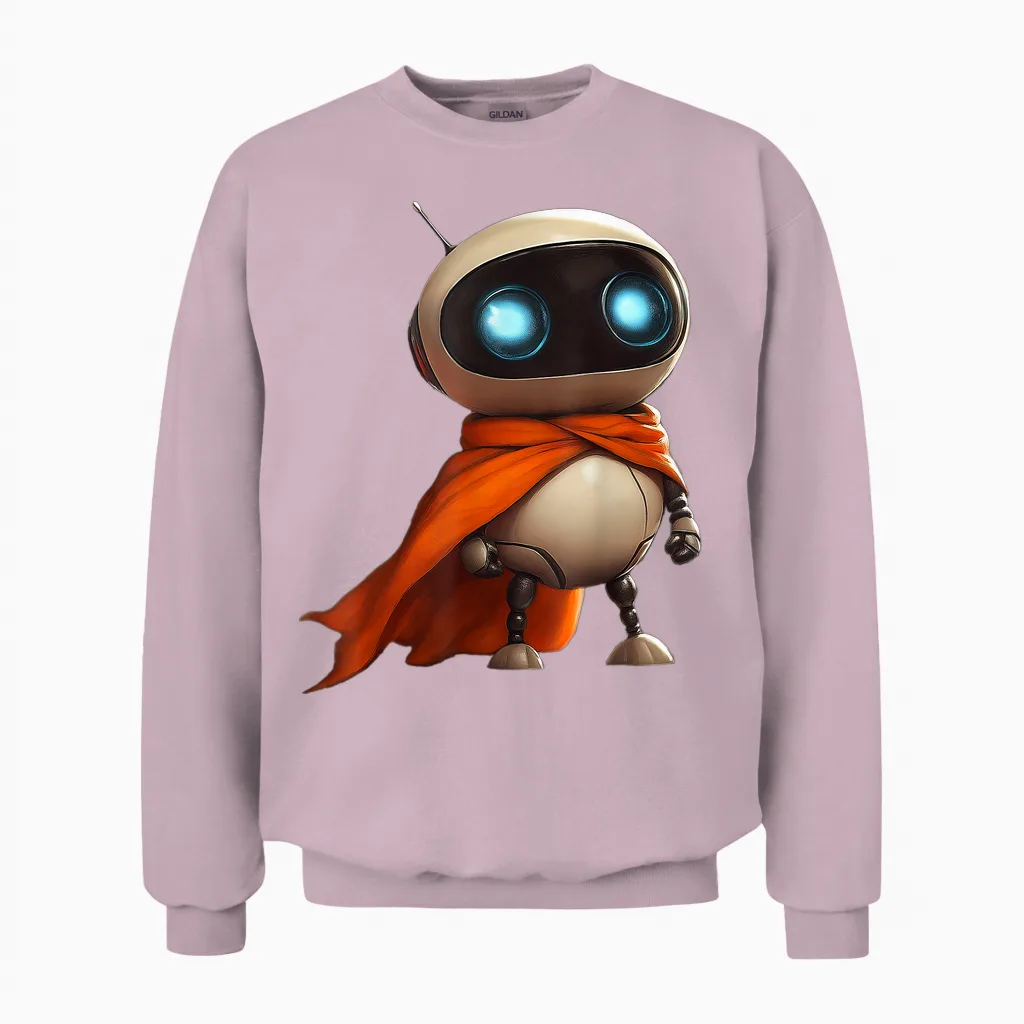 Petit Robot Mignon Déguisé En Super-Héros Unisex Sweatshirt in Light Pink