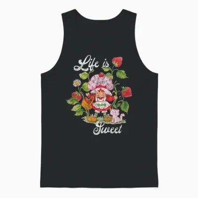 Strawberry Shortcake Life Is Sweet Vintage Berry Garden Unisex Tank Top - Black