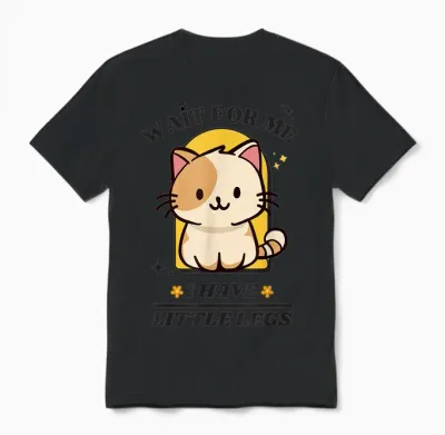 Funny Cat Lover Wait for Me I Have Little Legs Groovy Unisex T-Shirt - Black