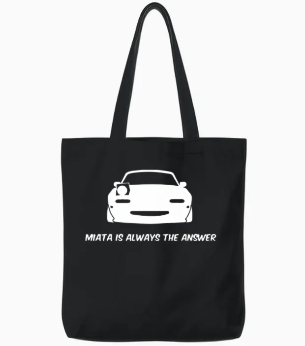 Miata Is Always the Answer Tote Bags in Black