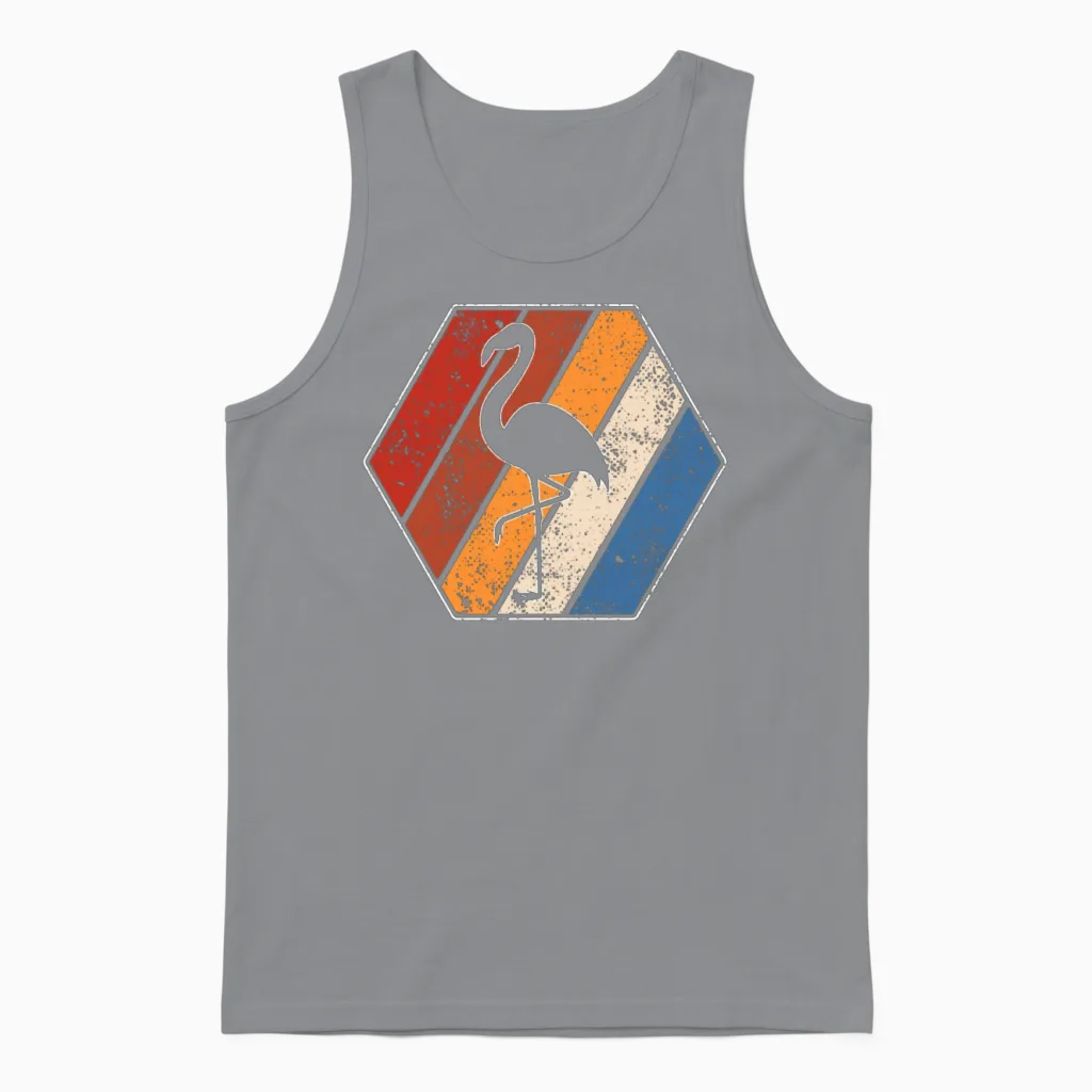 Flamingo Retro Unisex Tank Top in Sport Grey