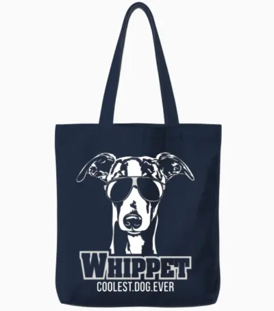 Whippet Dog Coolest Dog Ever Dog Mom Tote Bags - Navy