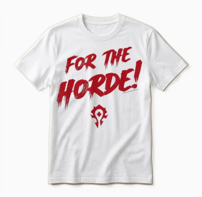 World of Warcraft for the Horde! Epic Quote Big Chest Logo Unisex T-Shirt in White