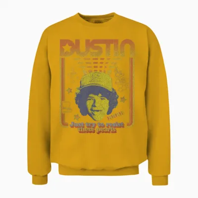Stranger Things Dustin Floating Head Resist the Pearls Star Unisex Sweatshirt - Gold