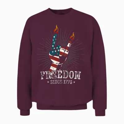 Cool Usa 4th July Freedom Devil Horns Metal Fork Unisex Sweatshirt - Maroon