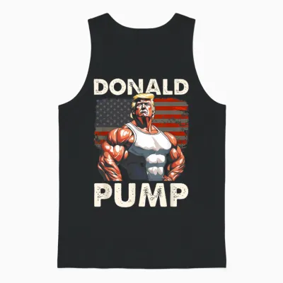 Funny Donald Pump Trump Weightlifting Workout Gym T-Shirt, Black, S Unisex Tank Top - Black