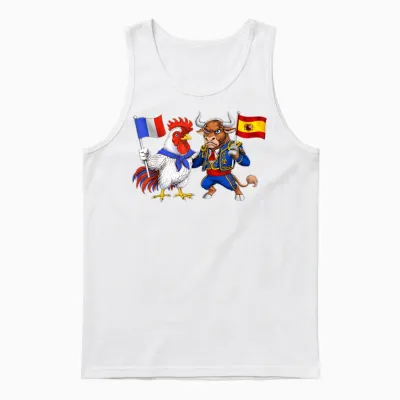 Flag France Spain French Roots Spanish Heritage Unisex Tank Top - White