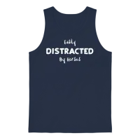 Easily Distracted by Horses Horse Lovers Unisex Tank Top - Navy – 1