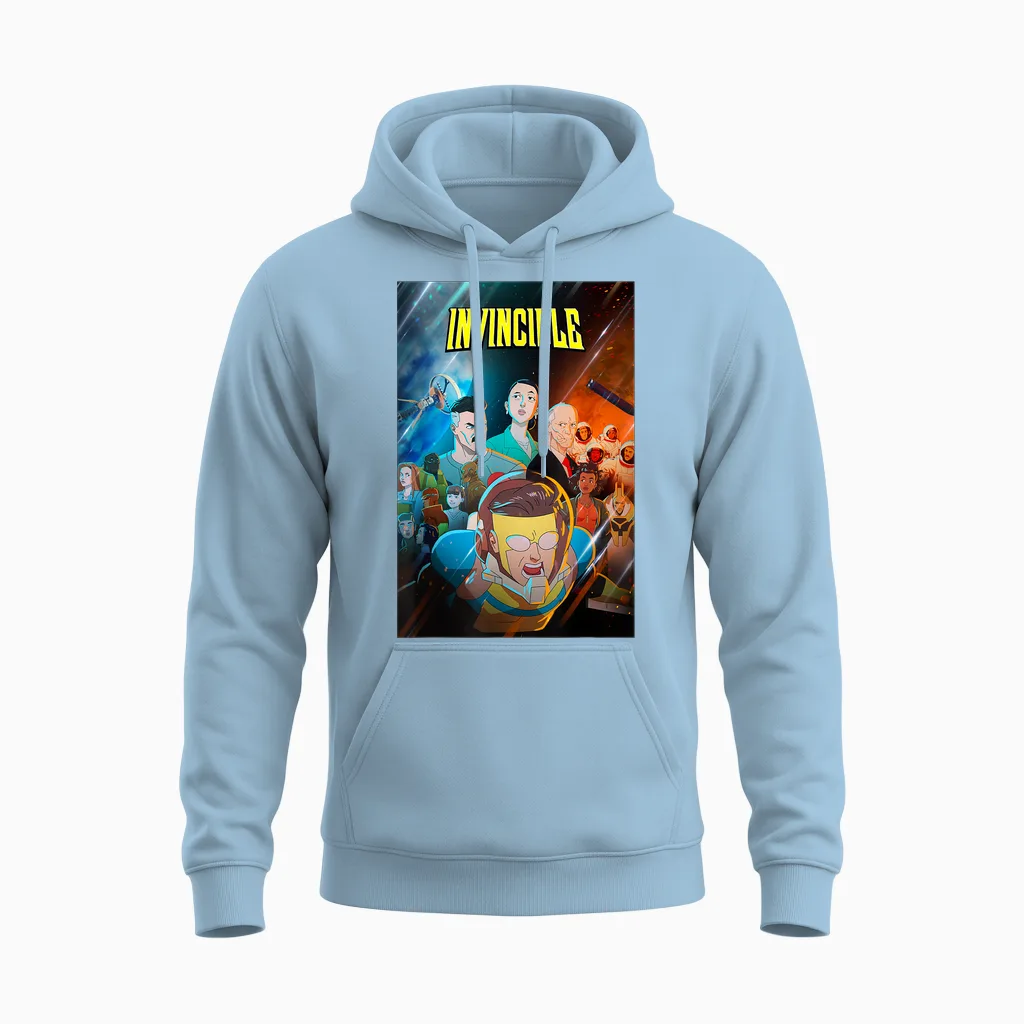 Invincible Trip to Mars Group Unisex Hoodie in Light Blue