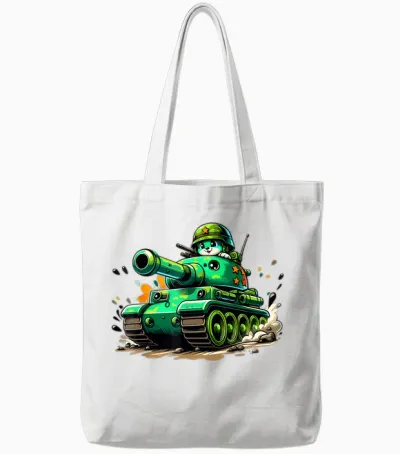 Cartoon Panzer Jungen Armee Panzer Militär Abenteuer Tote Bags - White