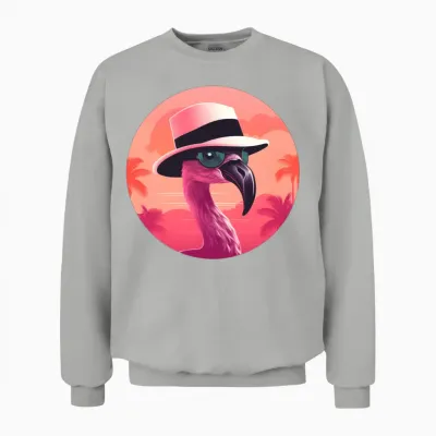 Style Flamingo Lovers Retro Unisex Sweatshirt - Ash