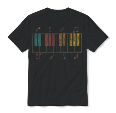 Classic Retro Piano Unisex T-Shirt - Black