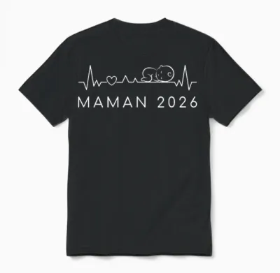 Mom-To-Be 2026 Heartbeat Pregnancy Announcement Unisex T-Shirt - Black
