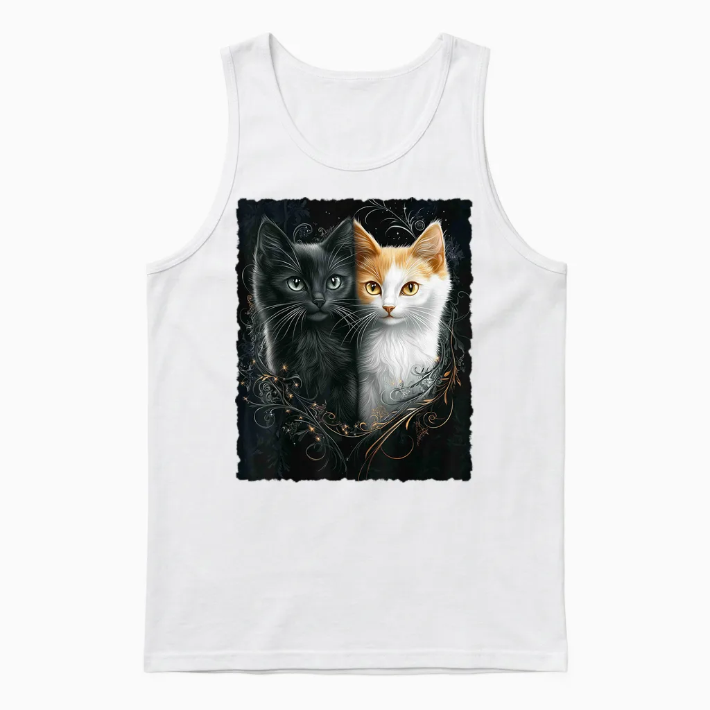 Süße Magische Katze Kätzchen Kitten Fantasy Kunst Unisex Tank Top in White