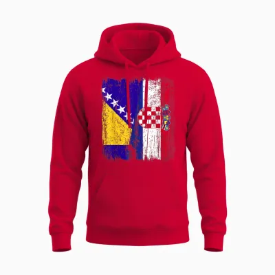 Bosnien Und Herzegowina Kroatien Halbflagge Unisex Hoodie - Red