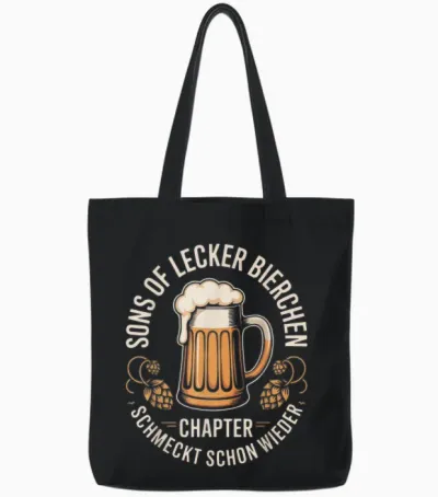 Sons of Lecker Bierchen Chapter Schmeckt Schon Wieder Tote Bags - Black