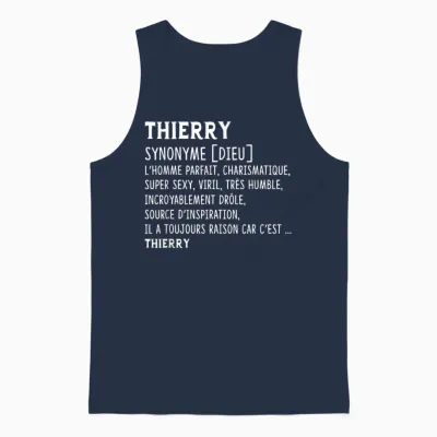 Man Humor Name Custom Thierry Definition T-Shirt, Black, S Unisex Tank Top - Navy