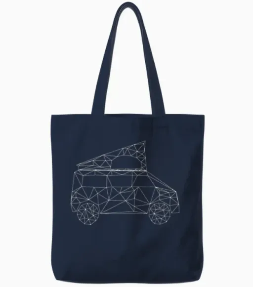 Enny Van Bus Polygon Geometrisch Bus Campervan California T-Shirt - Schwarz, Unisex, Kurzarm, Geometrisches Muster, Camping T-Shirt, S Tote Bags in Navy