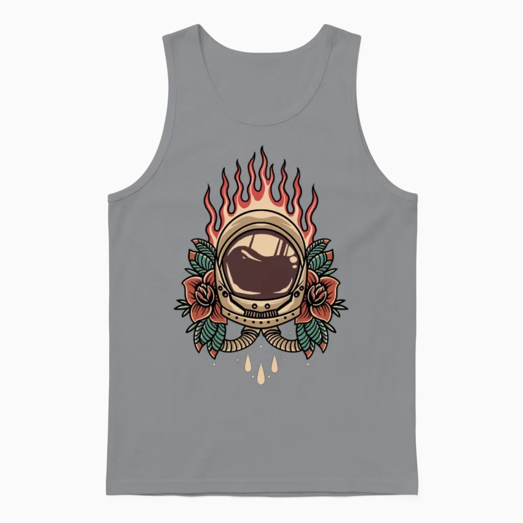 Astronaut Tattoo Retro Vintage Unisex Tank Top in Sport Grey