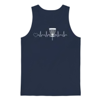 Disc Golf Heartbeat Disc Golf Basket Disc Golf Unisex Tank Top - Navy – 1