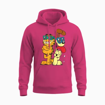 Garfield & Odie Wearing Shades Cool Shot Unisex Hoodie - Heliconia