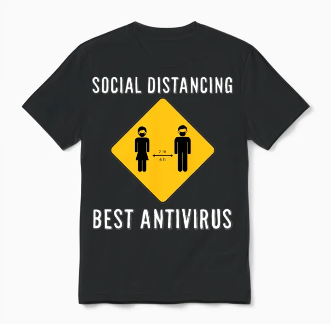 Funny Social Distancing Unisex T-Shirt in Black
