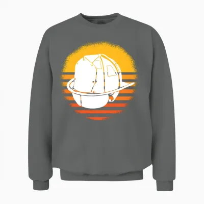 90s Retro Firefighter Helmet Unisex Sweatshirt - Graphite Heather