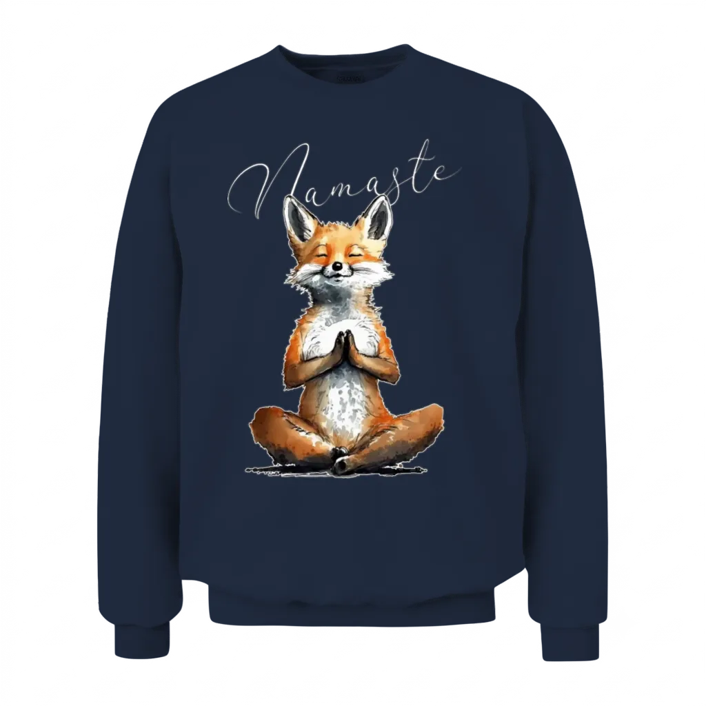 Fox Power Yoga Teacher Animal Humor Namaste Karma Unisex Sweatshirt - Navy
