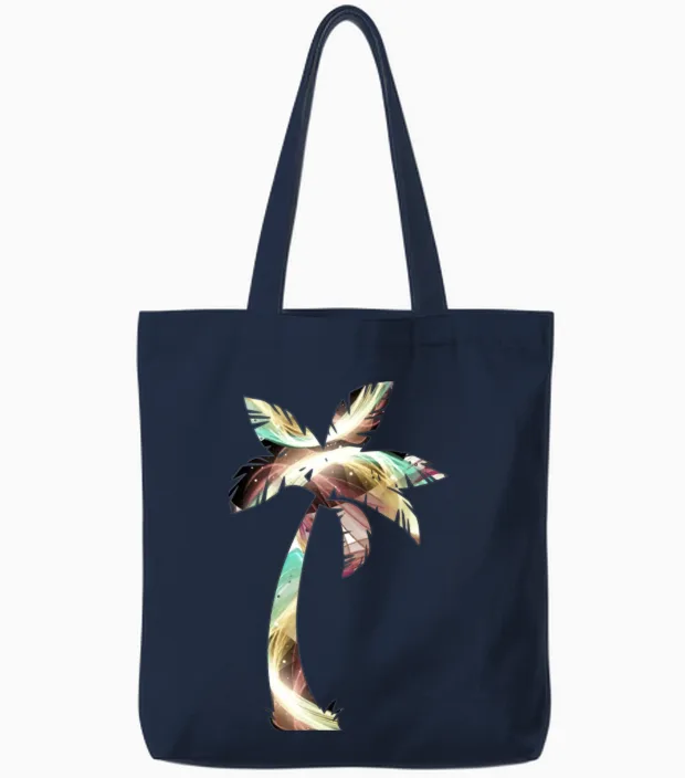Retro Palm Tree Summertime Tote Bags - Navy