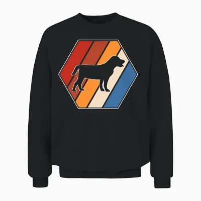 Dog Retro Unisex Sweatshirt - Black