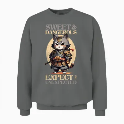 Chat Samouraï. Doux Et Dangereux, Attendez-Vous à Unisex Sweatshirt - Graphite Heather