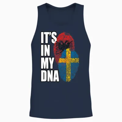 Albanian and Swedish Mix Heritage Dna Unisex Tank Top - Navy
