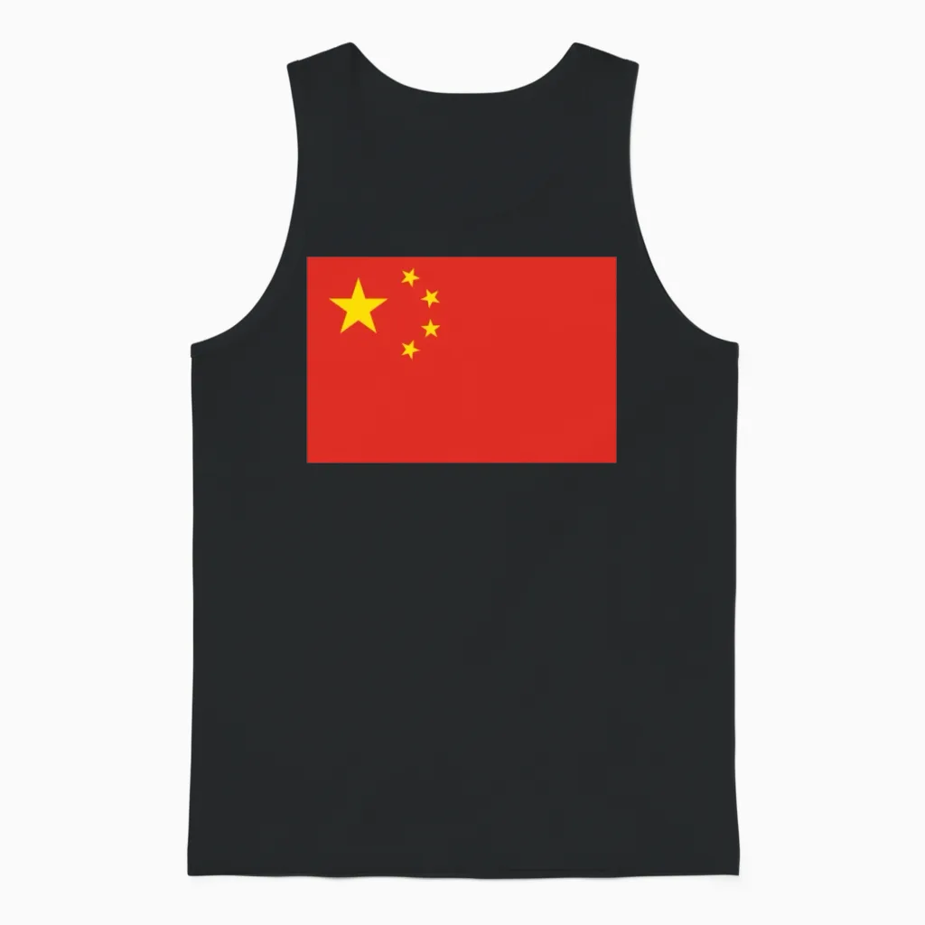 Flag of China Cool Chinese Unisex Tank Top in Black