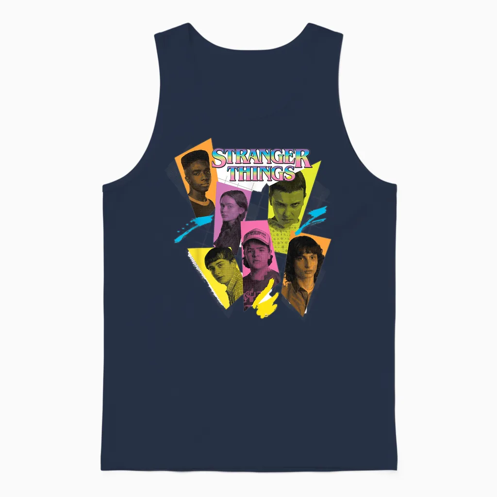 Stranger Things 4 Lucas, Max, Dustin, Eleven, Mike Unisex Tank Top in Navy