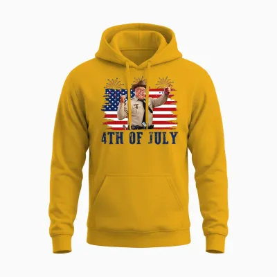 2 Sides Happy 4th of July to All You Sumbitches Patriotic Unisex Hoodie - Gold
