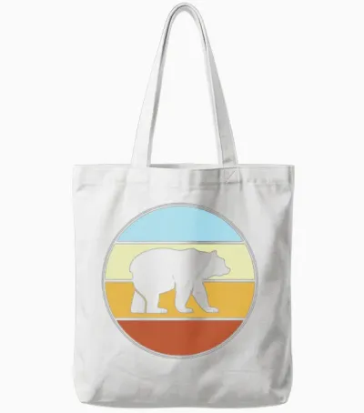 Bear Retro Tote Bags - White