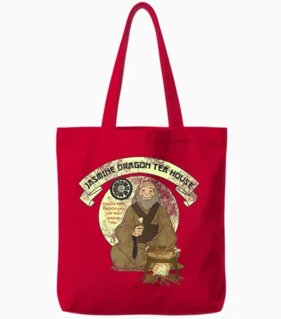 Avatar: the Last Airbender Iroh Jasmine Dragon Tea House T-Shirt Small Tote Bags - Red