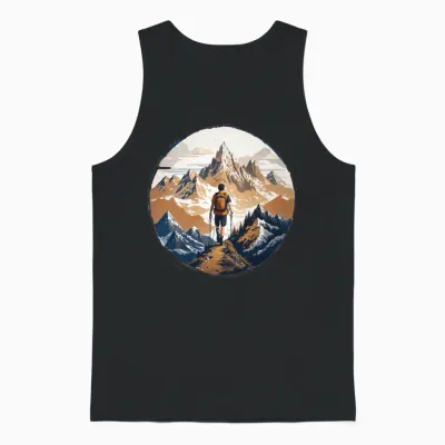 Man Hiking with Dog Unisex Tank Top - Black