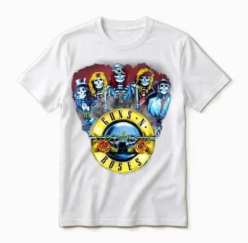 Guns N' Roses Offizielle Skelette & Kugeln Unisex T-Shirt in White