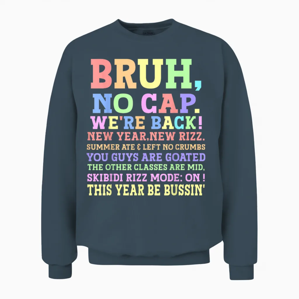 Funny Gen a Slang Teachers Happy 1st Day of School 2025 Unisex Sweatshirt in Dark Heather
