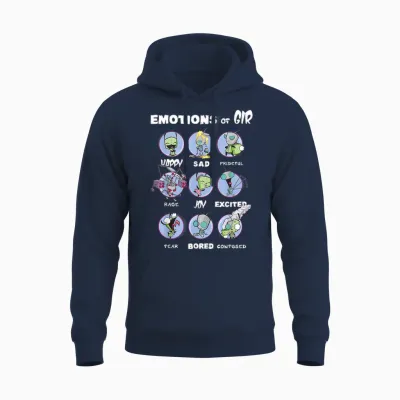 Nickelodeon Invader Zim the Many Emotions of Gir T-Shirt Small Unisex Hoodie - Navy