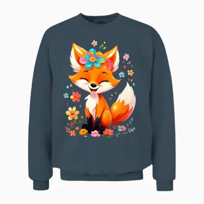 Kids Fox Gifts Cute Fox Cute Animal Cute Girls Boys T-Shirt, Black Unisex Sweatshirt - Dark Heather