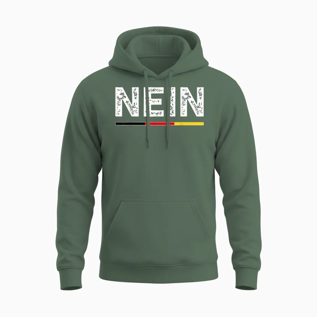 Nein German No Saying Funny Germany Vintage Oktoberfest Unisex Hoodie in Military Green